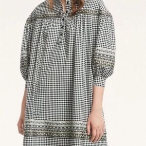 Brooks Brothers Black and White Patterned Long Sleeve Dress